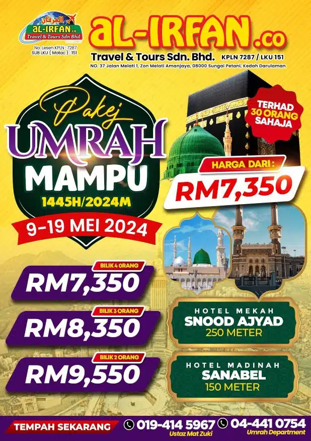 Umrah Mampu (9 Mei - 19 Mei 2024)